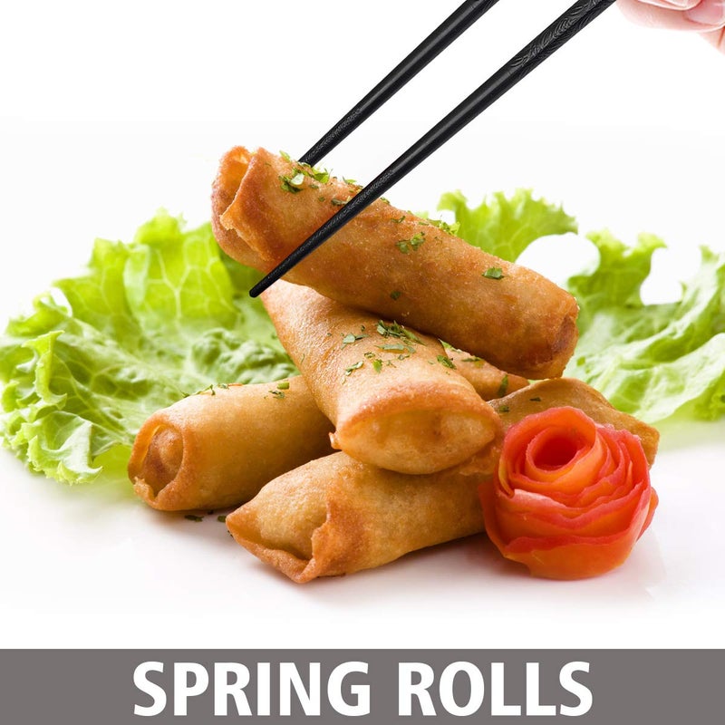 GLAMFIELDS 10-Pairs Fiberglass Chopsticks - sushi Reusable Chop sticks for food, Dishwasher Safe, 9.5 Inches - Black Flower - Image 4